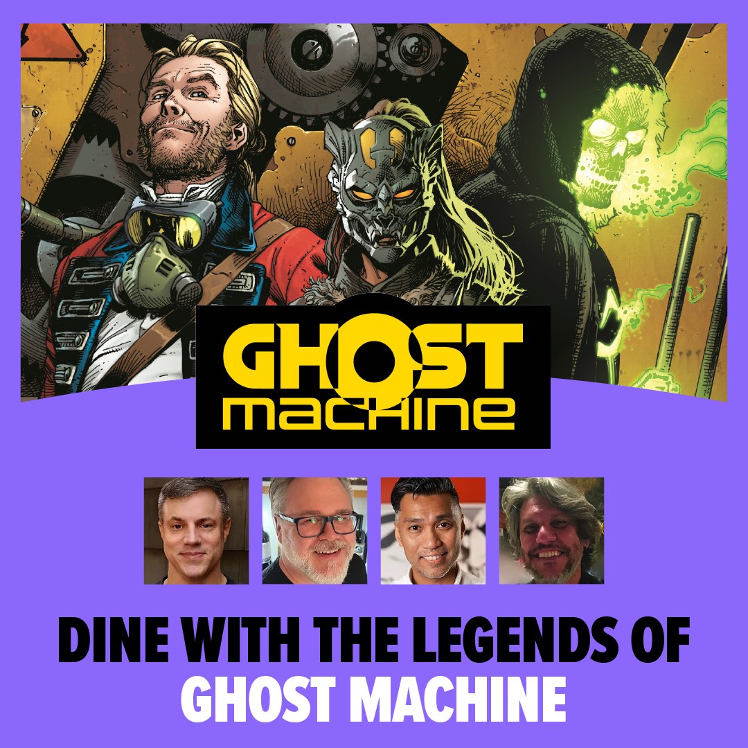 The Ghost Machine Experience is your once-in-a-lifetime chance to dine with industry giants Geoff Johns, Bryan Hitch, Francis Manapul, and Ivan Reis while snagging exclusive comics, autographs, and a picture-perfect group selfie. Secure your spot now. spr.ly/6018ewehA