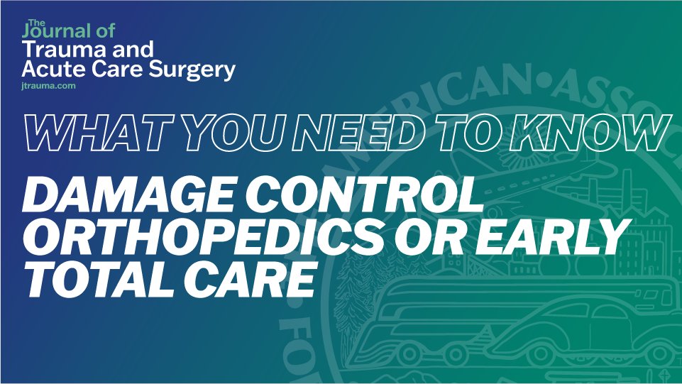 ❇️What You Need to Know❇️

An overview of damage control orthopedics vs early total care. Reviewing current literature and delineating guidelines for orthopedic management of the polytrauma patient

#JoTACS #TraumaSurg #SurgTwitter #MedEd #SoMe4Surgery

journals.lww.com/jtrauma/fullte…