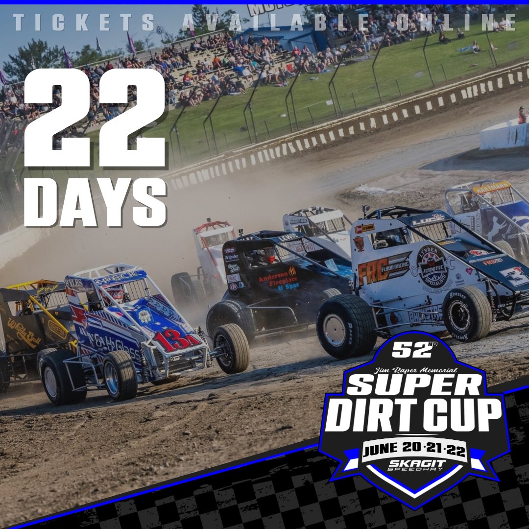 We are pleased to be joined by the NW Focus Midgets Series for the 52nd running of the Jim Raper Memorial #SuperDirtCup

Today we are 22 DAYS AWAY! 
52nd Annual Jim Raper Memorial Super Dirt Cup June 20-21-22

Tickets are available in 3-day reserved seat packages and single-day