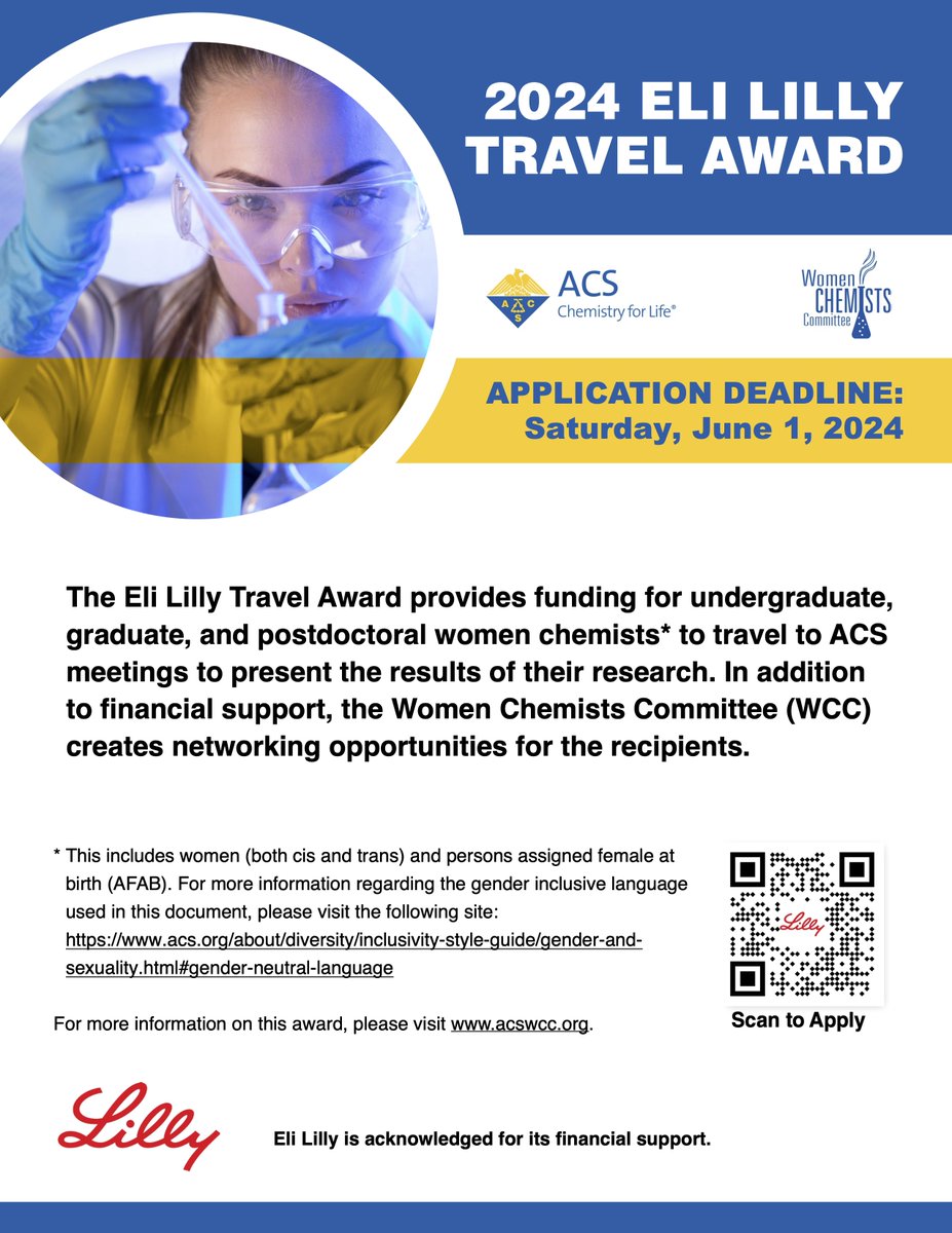 Reminder! The Eli Lilly Travel Award deadline to apply is June 1st. Scan the QR code to apply!