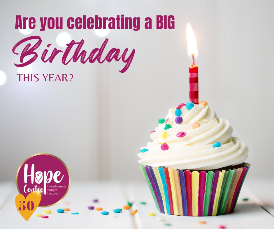 Are you celebrating a significant birthday this year? Let us celebrate with you we have celebration packs to give out to make your birthday extra special!

Contact fundraising@northamptonhopecentre.org.uk
#50YearsOfHope
#BigBirthday