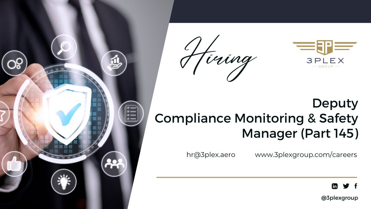 3plexGroup's tweet photo. 3PLEX GROUP is hiring a reliable, highly organised, and self-motivated Deputy Compliance Monitoring &amp; Safety Manager (Part 145).

hr@3plex.aero

https://t.co/cuMXrmUriu

#hiring #aviationcareer #recruiting #EASA #malta #aviationjobs #compliance #aircraft #3plexgroup https://t.co/2mDZjLkJI9