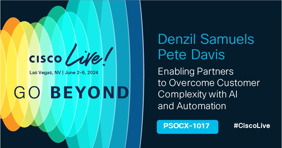 Don't miss the session: "Enabling Partners to Overcome Customer Complexity with AI and Automation!" Join Denzil Samuels and Pete Davis to explore the power of partnership, AI, and automation. Secure a spot! #Innovation #Automation #AI #CiscoLive #CiscoCX cs.co/6011ebvrh