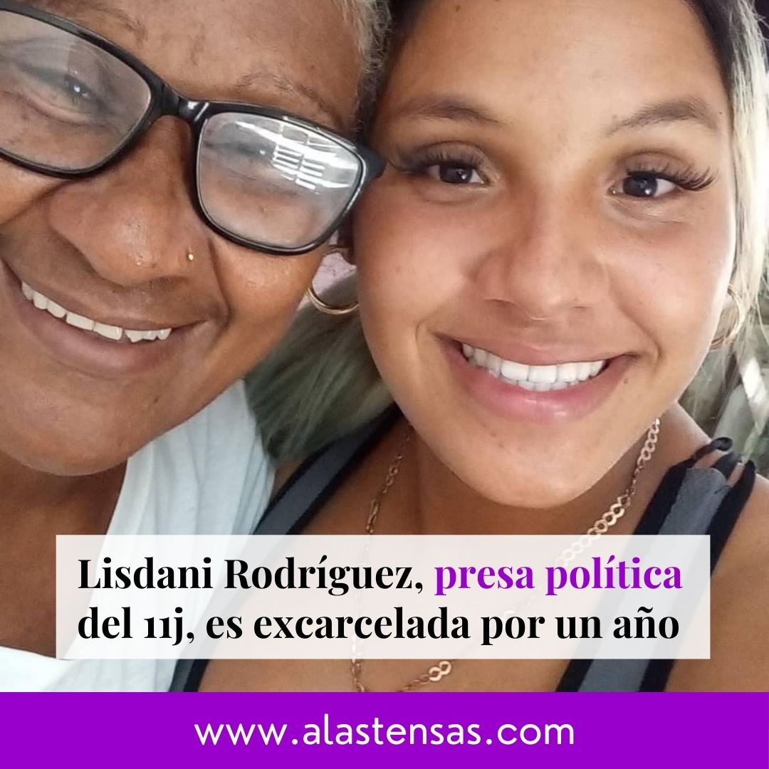 🟣#MujeresQueParticipanEnPolitica | Lisdani Rodríguez ha sido excarcelada por 1 año para que lleve a término su embarazo. La joven se encuentra cumpliendo la injusta condena de 8 años de prisión por participar de las protestas del 11 de julio de 2021. 👇 alastensas.com/opinion/aborto…