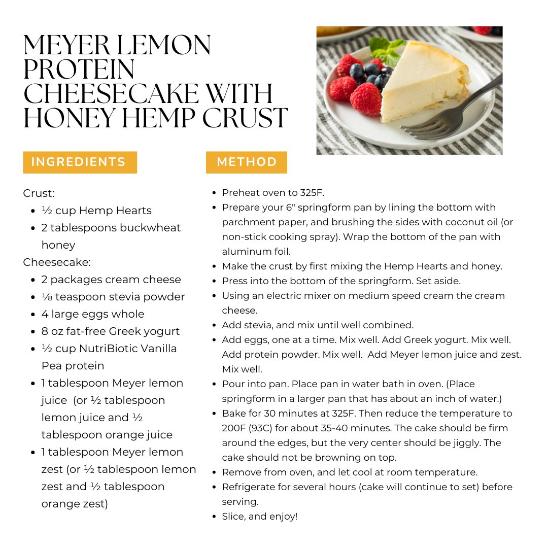 🍋Craving something sweet & tangy? Try this zesty Lemon Cheesecake recipe with a healthy twist!🍰 Made with NutriBiotic Protein Powder for that extra protein punch. Perfect for guilt-free indulgence!

#healthyrecipes #cheesecake #proteinpower #recipe #Yum
