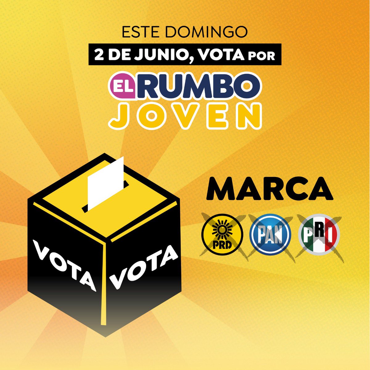 El 2 de junio, vota 🗳️ por el sol ☀️ de un mejor mañana que construiremos con un #RumboJoven. ¡Juntas y juntos podemos cambiar el futuro de Puebla 🤩!