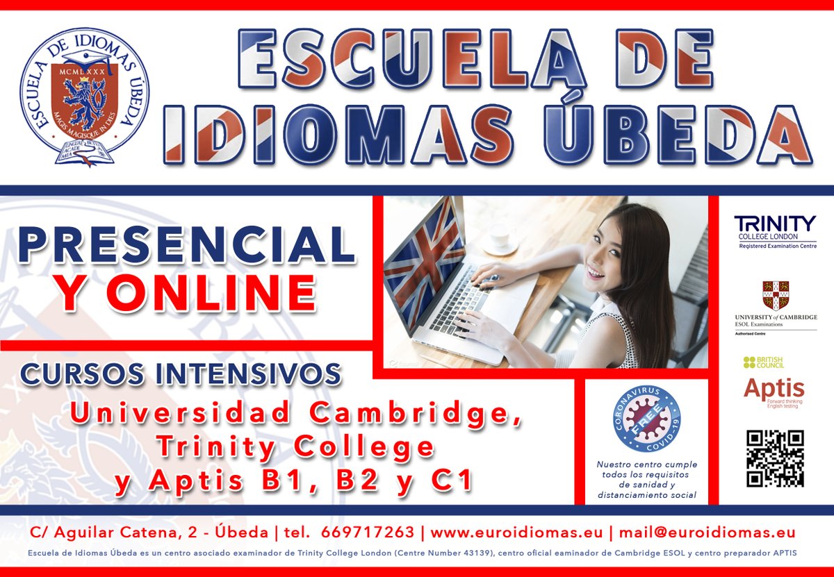 Con Euroidiomas Escuela de Idiomas Úbeda puedes obtener tu título oficial de Inglés. Ofrecemos cursos de mañana y tarde, de forma presencial y Online. Preparación y examen de Cambridge Exams y Trinity College London - Preparación Aptis Esol.
euroidiomas.eu
#ingles #ubeda