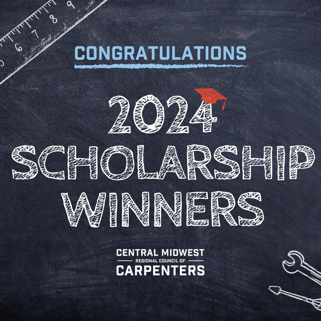 Congratulations to ALL of our 2024 Scholarship Winners! We are so proud of these individuals and wish them all the best in their futures.  Follow the link below to see the full list of winners:

#BuildWIthUs #CMWCarpenters #unionproud

cmwcarpenters.com/2024-scholarsh…