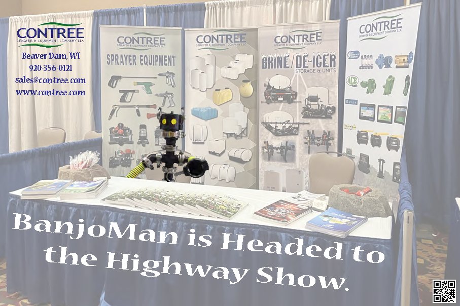 ContreeSprayer's tweet photo. Dave &amp; BanjoMan will be at the WCHA  2024 Summer Highway Conference 3-5 June at the Chula Vista Resort in the #wisconsindells.
#theadventuresofbanjoman #customunits #tradeshow https://t.co/V8hT3BwggQ