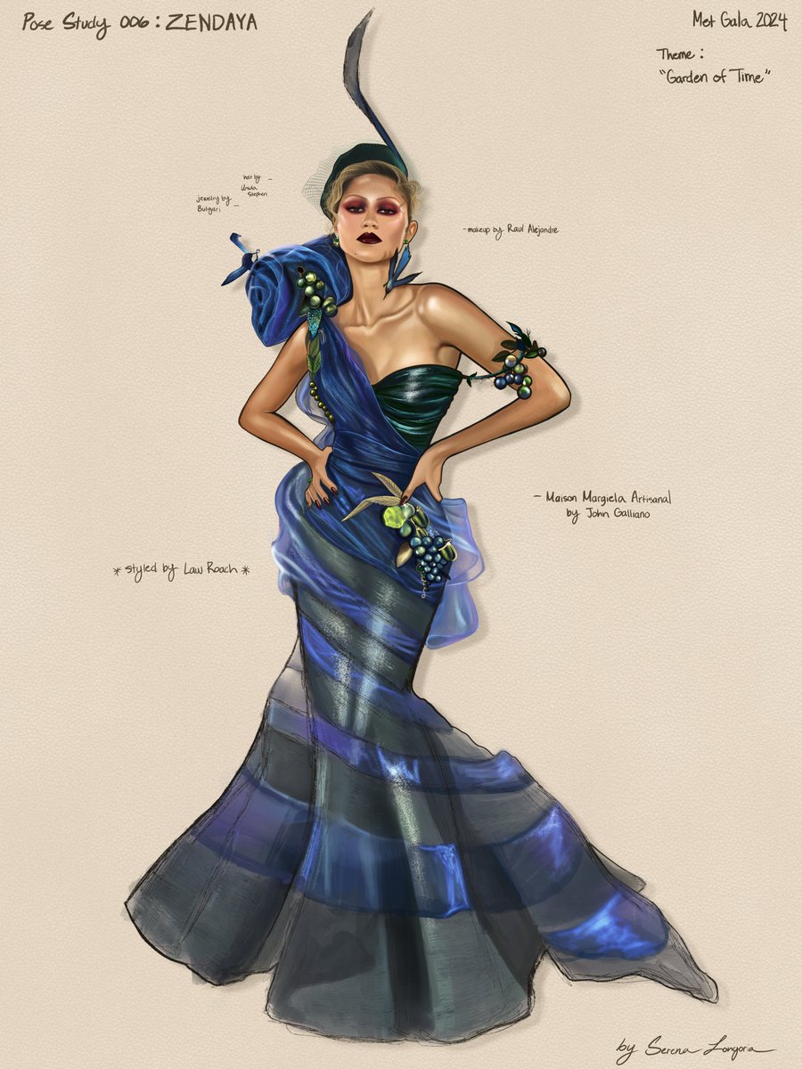 some recent fashion illustrations of two of my favorite looks from the Met Gala, 2024