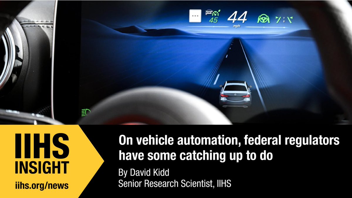 'NHTSA is charged with saving lives, preventing injuries and reducing costs from traffic crashes. It’s time for the agency to take a hard look at how automated systems are affecting those goals,' writes IIHS researcher David Kidd: go.iihs.org/insight-automa…