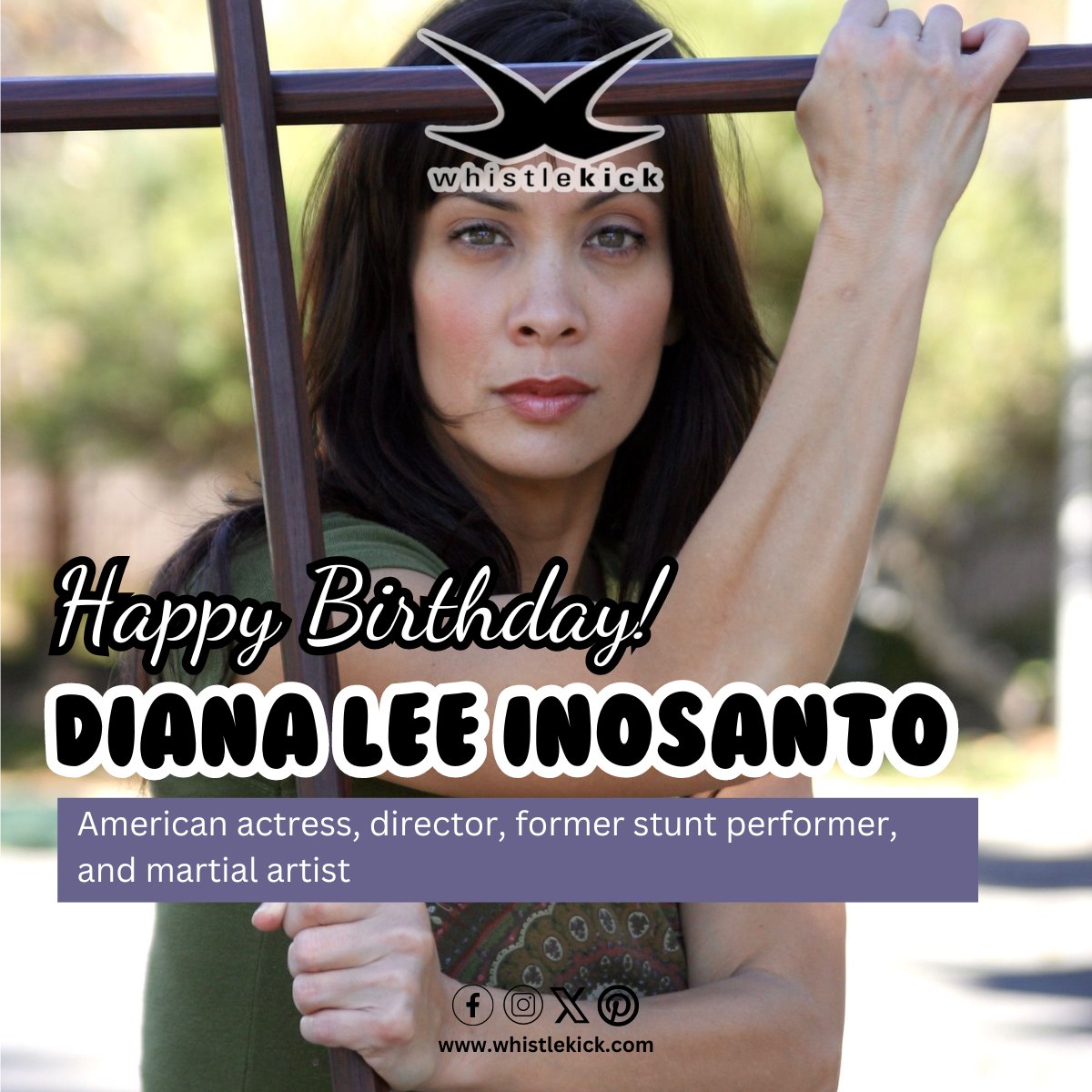 Happy Birthday, Diana Lee Inosanto! 🎉 

Your incredible talent and dedication continue to inspire us all. Wishing you a day filled with joy and celebration! 🌟🥳

#HappyBirthday #Inspiration #MartialArtsLegend #actress #martialartist #director #dianaleeinosanto #whistlekick