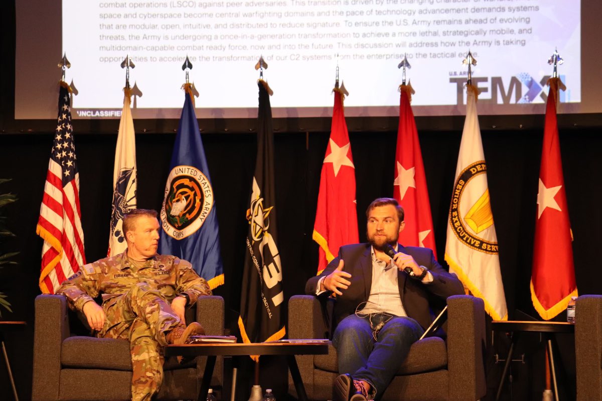 During a #TEM12 fireside chat leaders discussed how the Army is accelerating efforts to deliver more flexibility, mobility and survivability to maneuver units by aligning tech to the decisions commanders must make. @ArmyASAALT  @armyfutures @DEVCOM_C5ISR @ArmyCIO #ArmyNetwork