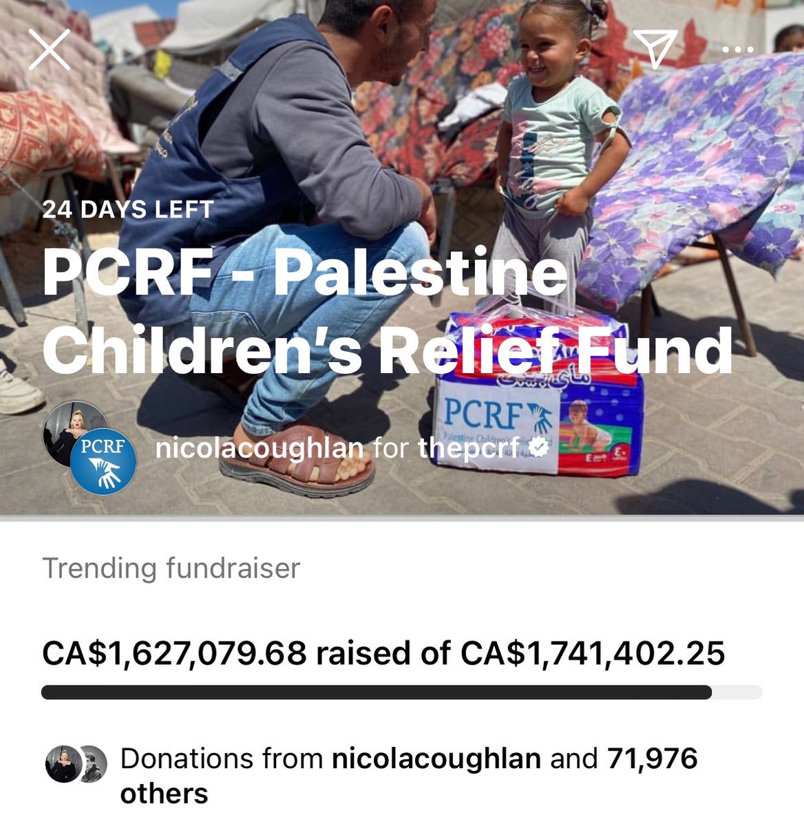nicola coughlan (who plays penelope in bridgerton) is SO close to reaching her fundraising goal for the palestine children’s relief fund!!! please donate if you can ❤️❤️ instagram.com/stories/nicola…