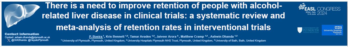 Looking forward to my first #EASLcongress! I'll be there presenting our poster on retention of ARLD patients in clinical trials 

@EASLnews @EASLedu @HepatoPlymouth