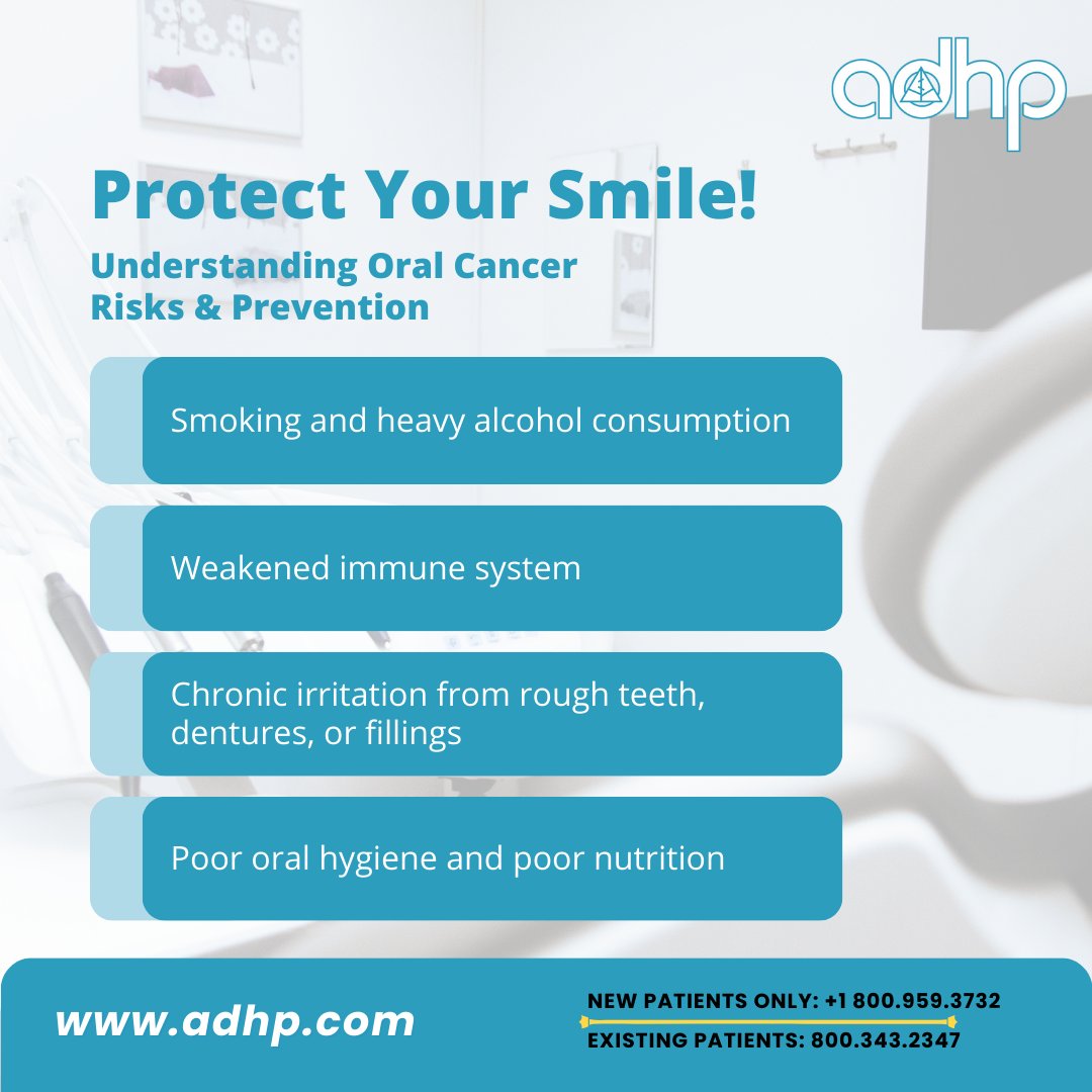 teethimplantsdr's tweet image. Awareness is the first step to prevention! Understand the key risk factors for oral cancer and take proactive steps to protect your health. 💪🦷 
#OralHealth #CancerAwareness #HealthyHabits #ADHP