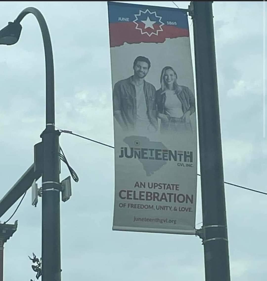 WTAF is this South Carolina? There weren't ANY Black people available for your Juneteenth promo banner? None? WHAT ARE YOU TRYING TO SAY WITH THIS? 

White people don't appropriate BIPOC traditions challenge: IMPOSSIBLE