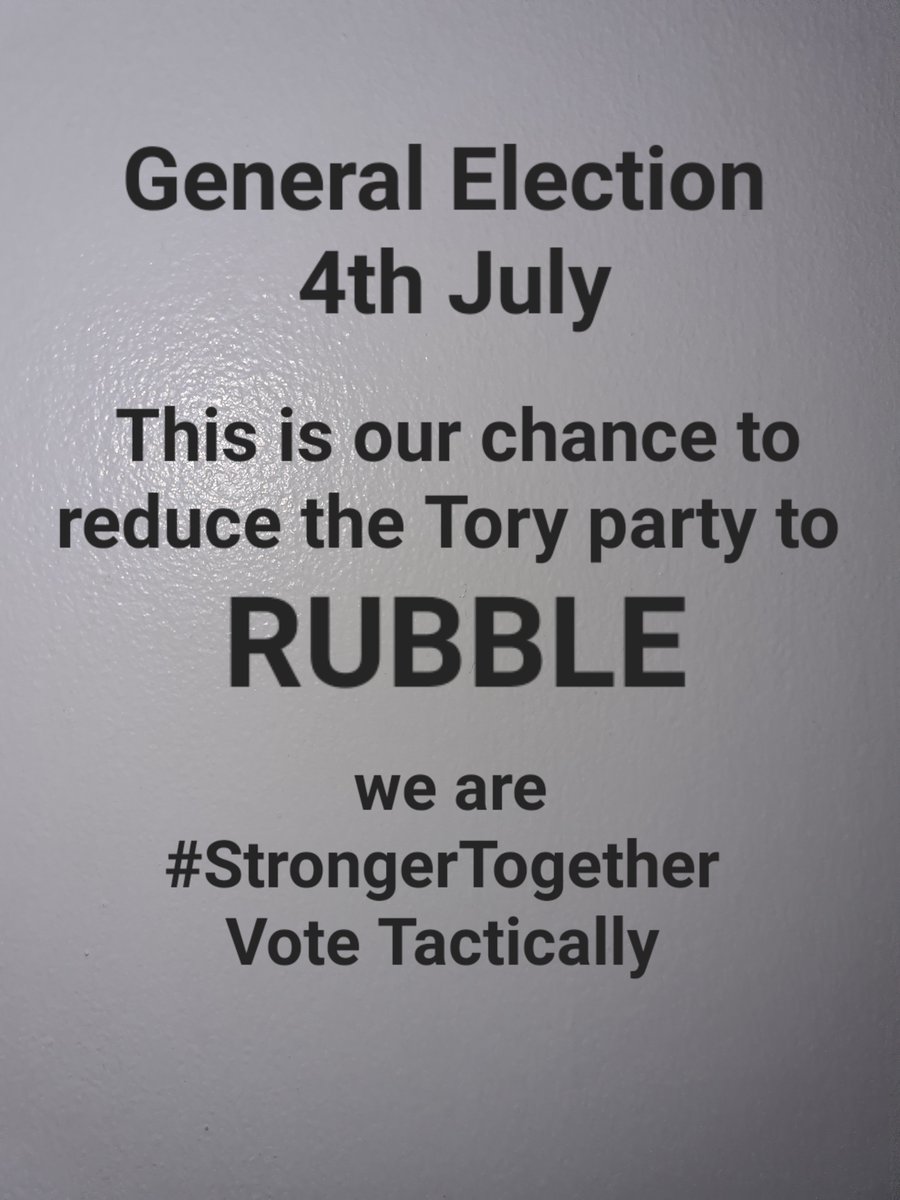 THIS IS OUR CHANCE ...we are #StrongerTogether ...by voting tactically we CAN get #ToriesOut693 #JulyToryWipeout #JackanoryTorys #Bregret