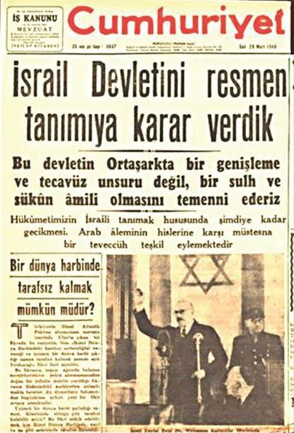 TÜRKİYE İSRAİL DEVLETİNİ TANIMAKTAN VAZGEÇSİN! Türkiye, CHP eliyle 1948’de devlet olarak tanımayı kabul ettiği İsrail’i tanımaktan vazgeçmeli. Çünkü İsrail bir devlet değil, işgalci bir terör örgütüdür. #Palestine