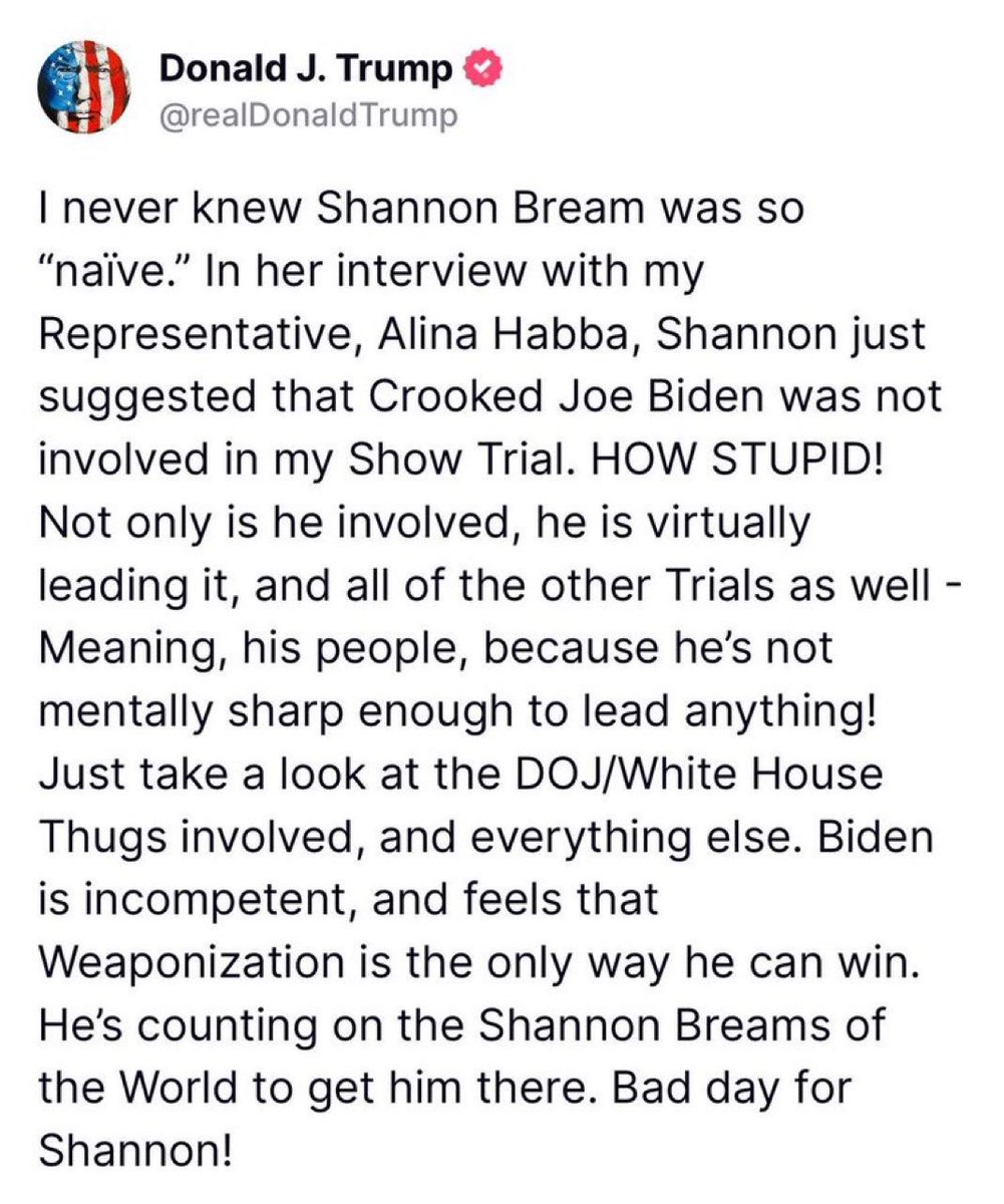 Trump responds to Shannon Bream’s assertion that Joe Biden “isn’t involved” in his trial