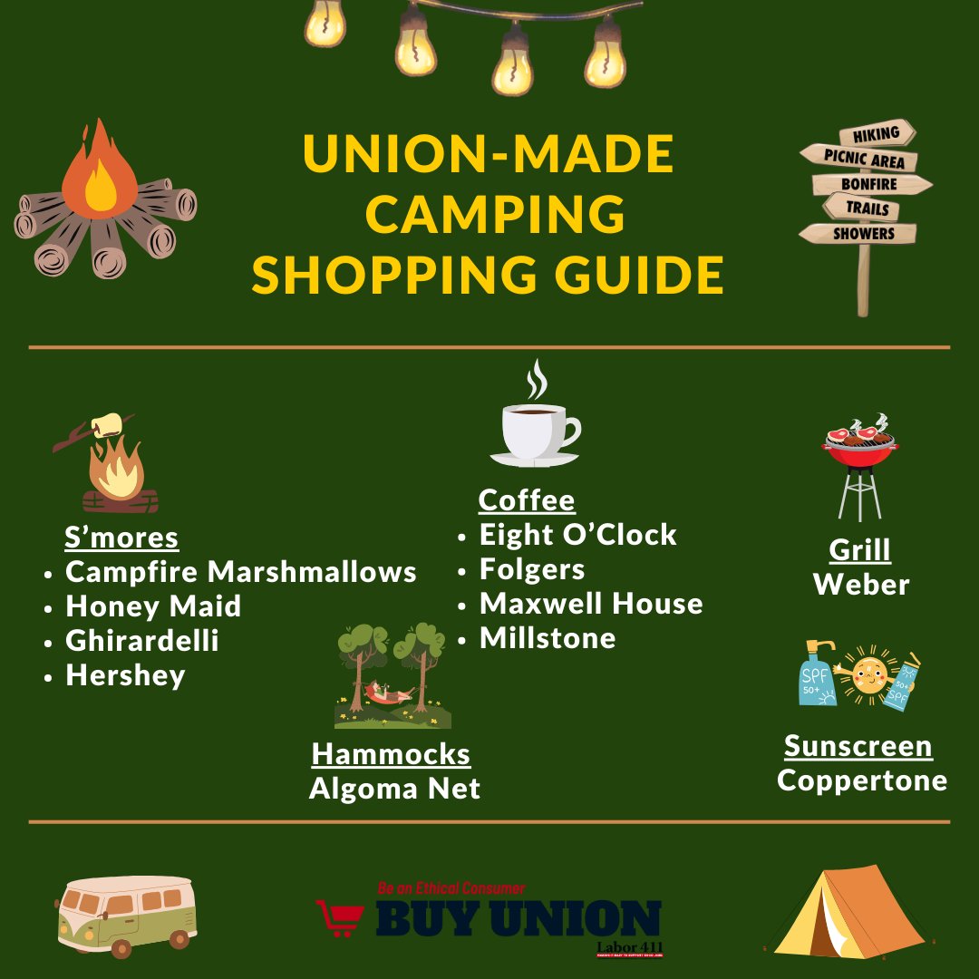 Gear up for summer camping with top-quality, union-made supplies. Support fair labor and elevate your adventure! #UnionMade #SummerCamping ⛺️🔦