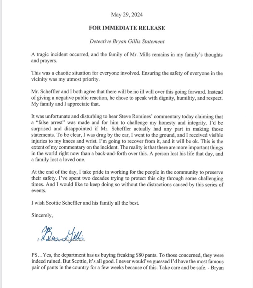 Officer in #scottiescheffler case says enough of the back and forth, pokes fun of issue w/ his $80 pants <a href="/wave3news/">WAVE</a>