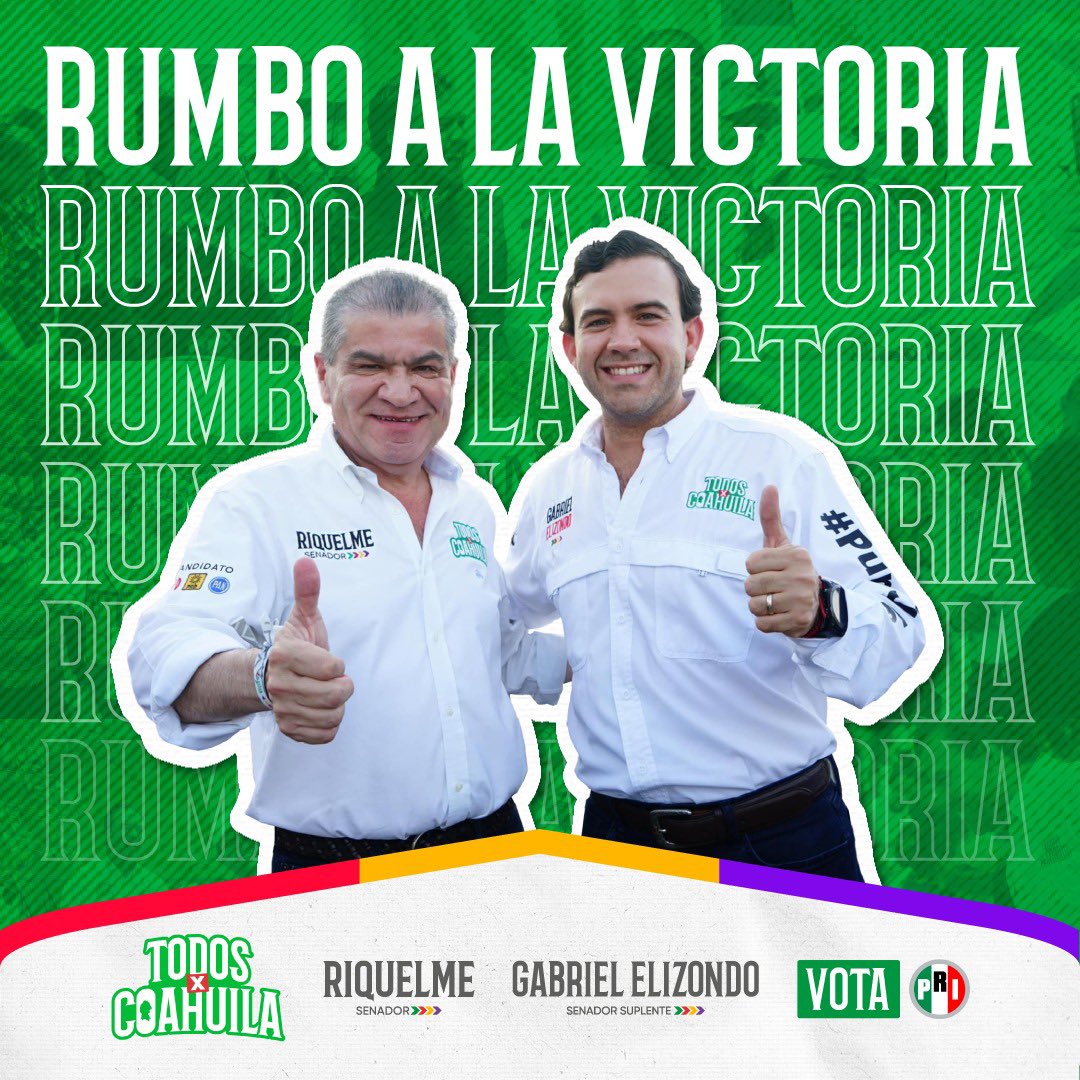 Tenemos a la mejor fórmula para el Senado de la República con nuestro amigo <a href="/mrikelme/">Miguel Riquelme</a>. 
¡Vamos juntos rumbo a la victoria, el mejor equipo lo tiene #Coahuila! 💪🏻
Este 2 de junio puro voto #PRI. #TodosPorCoahuila #PuroJale