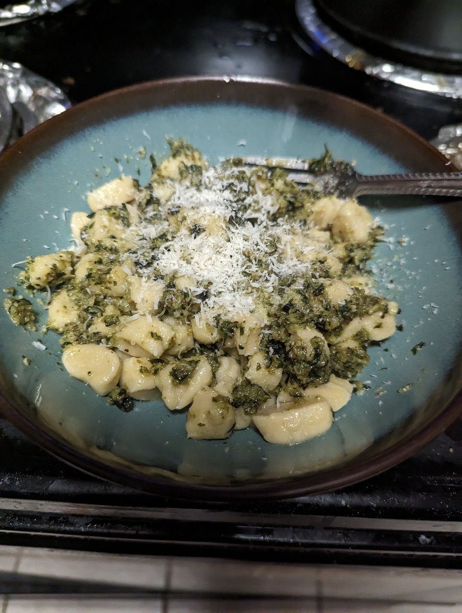 I made more pesto but I was feeling lazy with the pasta so I just made gnocchi with it