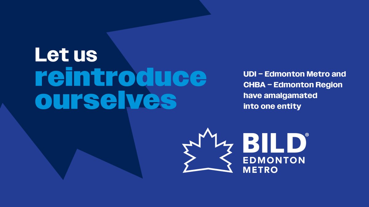 bildedmonton's tweet photo. Hello! 

Welcome to BILD Edmonton Metro, the voice and expert resource for the real estate development industry in the Edmonton Metro Region. We were formerly @udiyeg and @chba_edmonton.

We have a lot of work ahead of us to build an organization you can be proud of. Stay tuned! https://t.co/UnsDoUxWJR