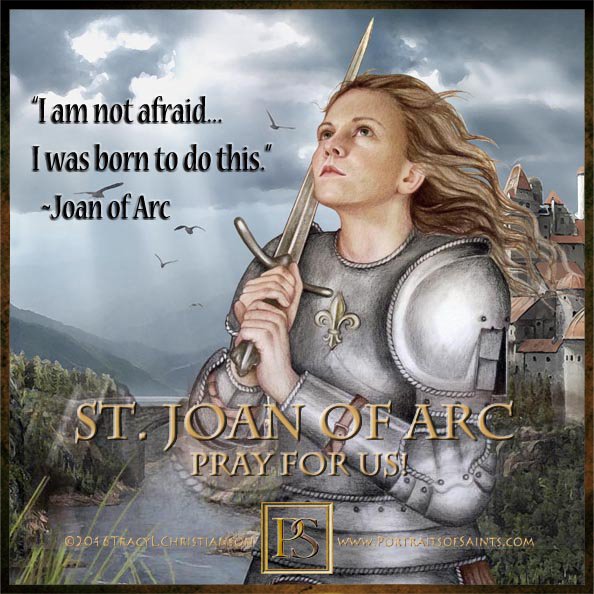 Happy Feast Day 
St. Joan of Arc, pray for us!
 A national heroine of France, was born in 1412 during the 100yrs War. At 12 she began receiving visions from saints telling her to drive out the English from France. At 19 she led an army.  bit.ly/3vyJ9aQ