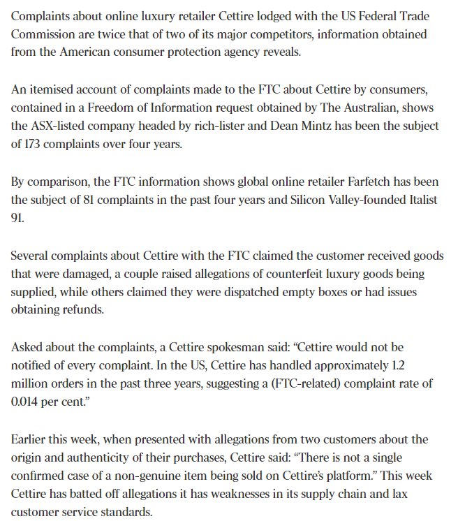 $CTT Cettire great case study more dramas now in the #usa