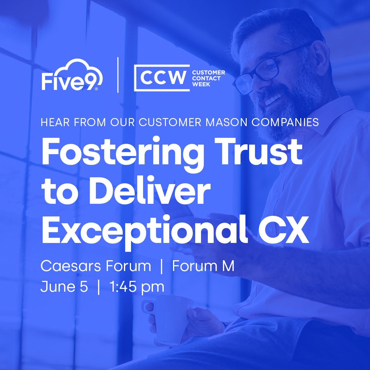 Are you ready to foster trust & deliver exceptional #CX? Join Five9 customer @mason_companies at #CCWVegas as we will explore cultivating trust & great #CX, serving a diverse population of customers, & more. See you there ➡️ spr.ly/6015ejqqx @CustContactWeek