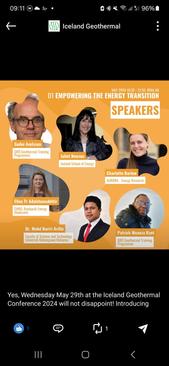 patkant's tweet photo. Ma présentation sur "l'Autonomisation des communautés : Initiatives d'enseignement et de renforcement des capacités en matière de l'énergie géothermique dans les régions en développement" à la conférence sur la géothermie en Islande🥳🥳 https://t.co/z7Vi7JIXuo