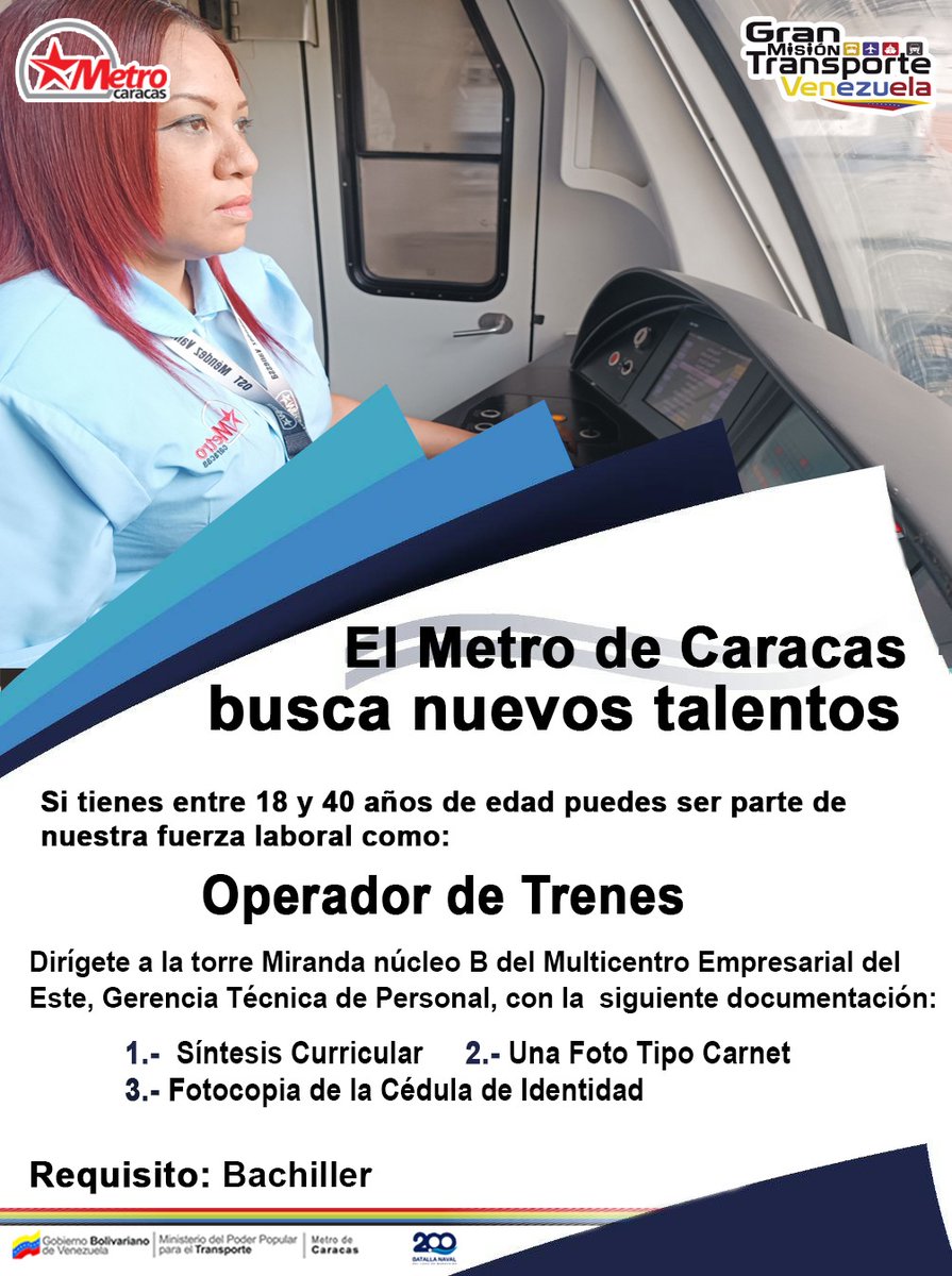 ¡Ven y forma parte del @metro_caracas!