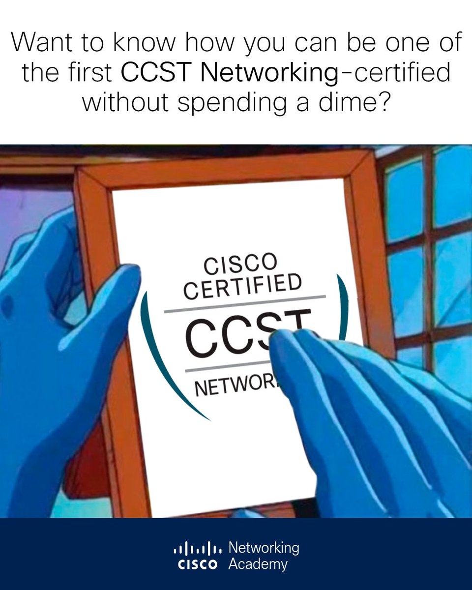 Great news! You can be a ⤵️ 🔵Network Support Technician 🔵 Entry-level Help Desk Technician 🔵 IT Support Specialist All with this #CiscoCert: cs.co/6015ejWZN