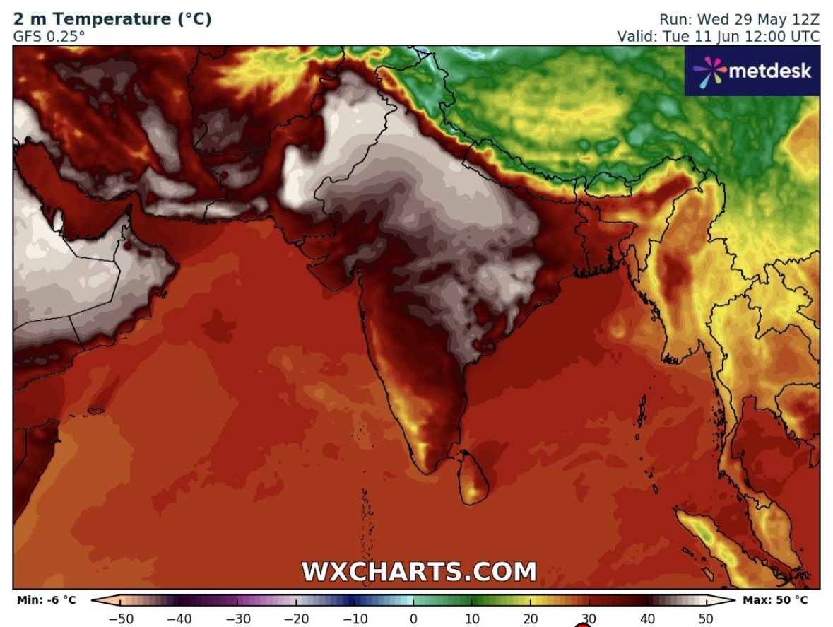 #Delhi recorded its highest ever temperature in India at 52.3 °C. That’s a serious leap. We are seeing this at ~1.5C over. Human habitation is in serious doubt for this region at 2C and the world is galloping towards that level. Adaptation and mitigation are urgent.