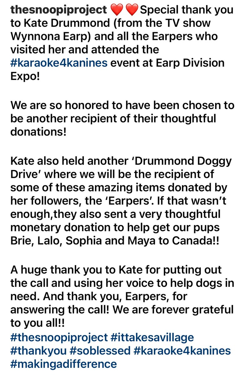 There you go, Earpers…. Continuing to make such an incredible difference in the world in sooooo many ways
 ❤️🙏

More thanks pouring in for your generosity at the #DrummondDoggyDrive #Karaoke4kanines @earpdivisionxpo #animalrescue