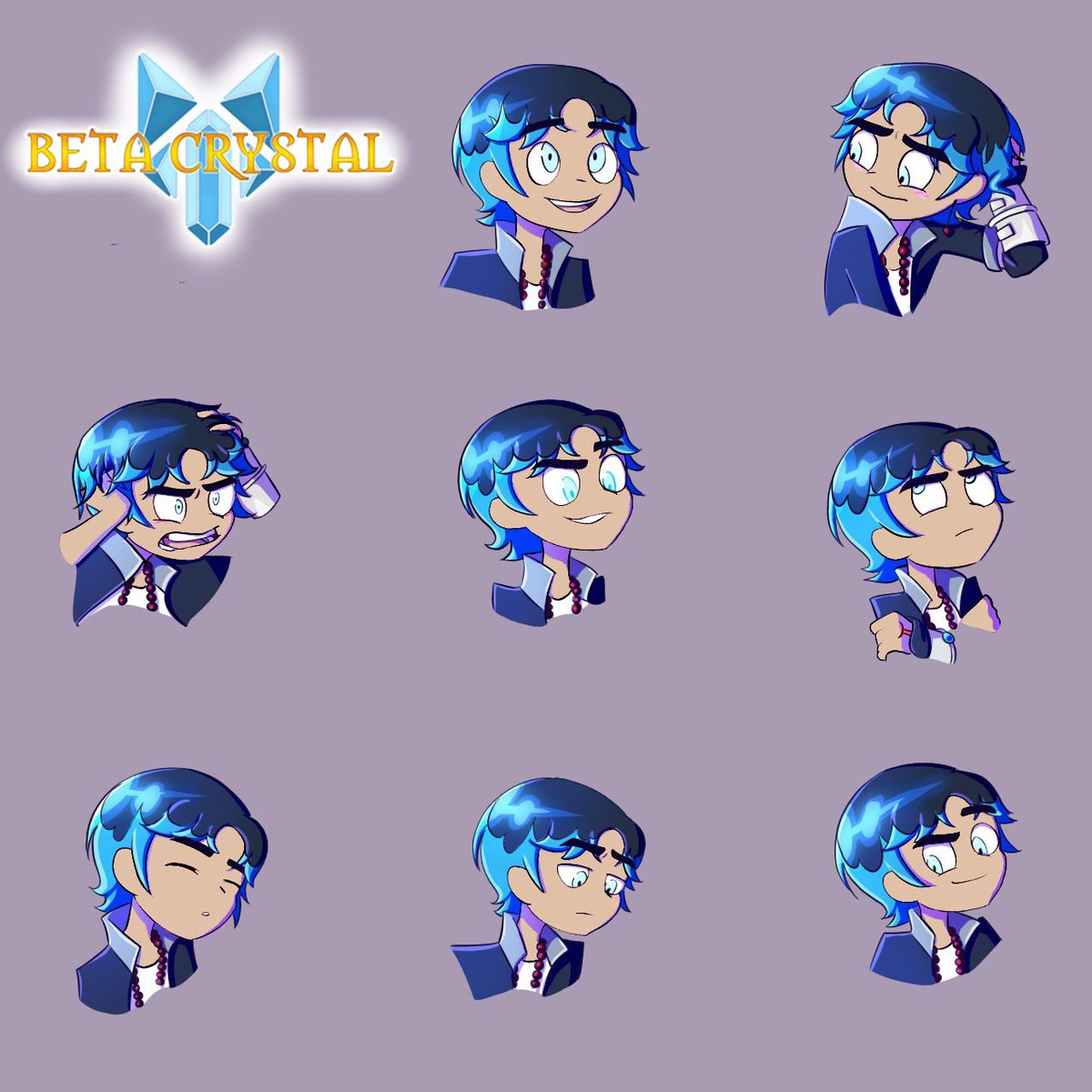 DreamArcStudios's tweet image. A look at some of our teams splented emotions sheets. As both team leader and team clown Xandr is a character of many faces. 🌌✨ 

#BetaCrystal #scifianimation #Animation