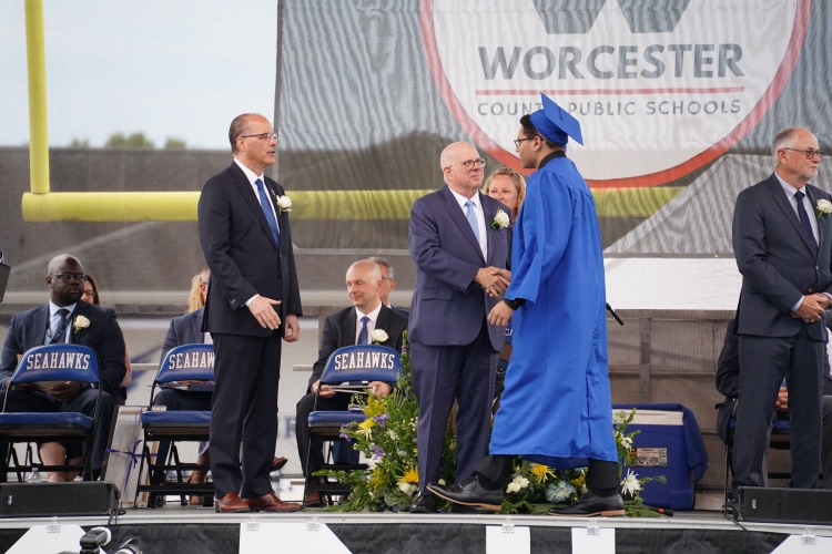 Diplomas are being awarded to the #Classof2024 at Stephen Decatur High School’s graduation! #WeAreWorcester #CongratsGrads