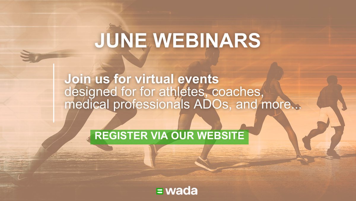 Our June 2024 webinar schedule is now live on our website: tinyurl.com/3ra4u535 We have curated specific webinars for athletes, sports personnel, ADOs, and more! Don't miss the chance to attend our free webinars. Register now! ✅ #Webinar #CleanSport #AntiDoping