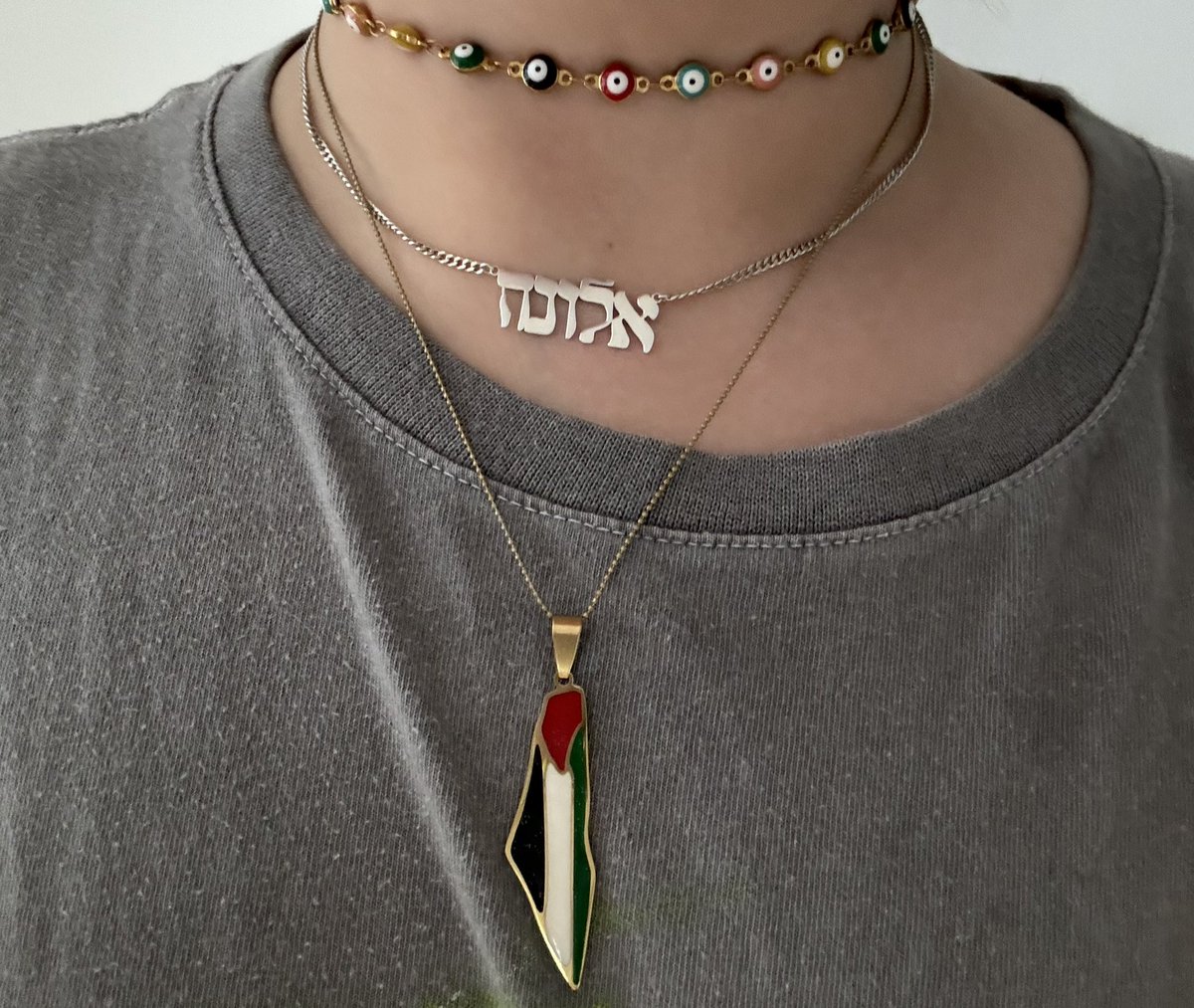 annarajagopal's tweet photo. the most uncomfortable i've been as a jewish person in public since october 7th has been as a result of zionists. tell me why i tried to order a sandwich today and a man asked if i was jewish and then felt the need to ask me why i had the palestine flag on my necklace of "israel" https://t.co/MtZ6p6Fw8T