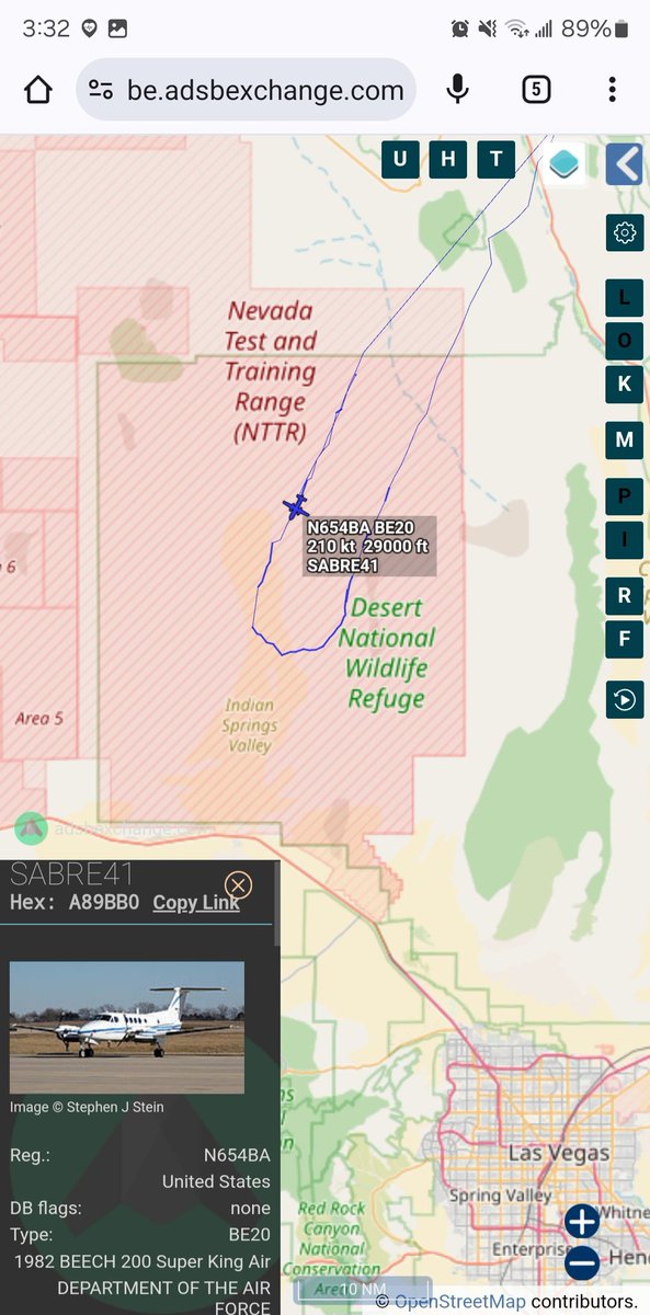 'Janet' B200C N654BA #A89BB0 as SABRE41 is in the air operating over the NTTR.
@norb420 @SR_Planespotter