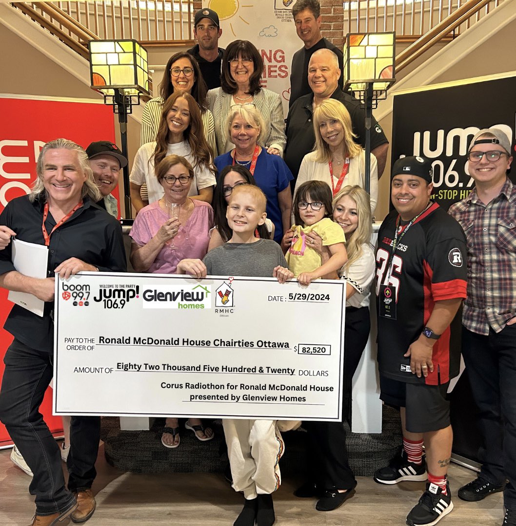 JUMP! 106.9 (@jumpottawa) on Twitter photo $82,520!!! ❤️
THANK YOU, OTTAWA!
Together we raised $82,520 for families who call <a href="/rmhcottawa/">Ronald McDonald House Charities Ottawa</a> their home away from home, while receiving treatment at <a href="/CHEO/">CHEO Ottawa</a>.
We are so grateful and thankful for your continued generosity and support. $82,520!!! ❤️
THANK YOU, OTTAWA!
Together we raised $82,520 for families who call <a href="/rmhcottawa/">Ronald McDonald House Charities Ottawa</a> their home away from home, while receiving treatment at <a href="/CHEO/">CHEO Ottawa</a>.
We are so grateful and thankful for your continued generosity and support.