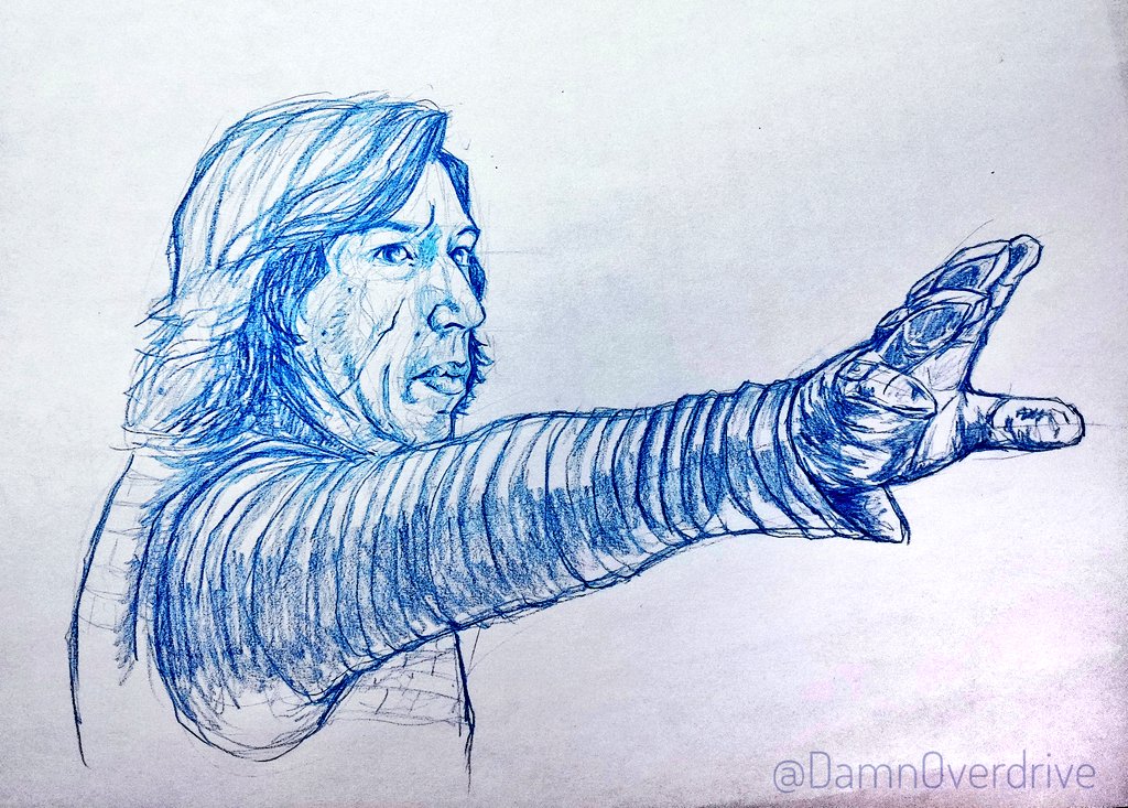 Kylo Ren in blue pencil. Beautiful reference by the amazing Brian Rood #KyloRen #reyloww