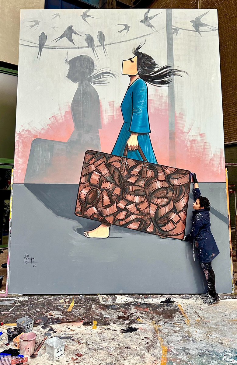 And done with my new artwork at Straat Museum in Amsterdam- Netherland.

This is the story of people who packed their memories and life for a sudden evacuation. Because war and instability took home and peace from them. 
We just packed everything that we had a memory with.
