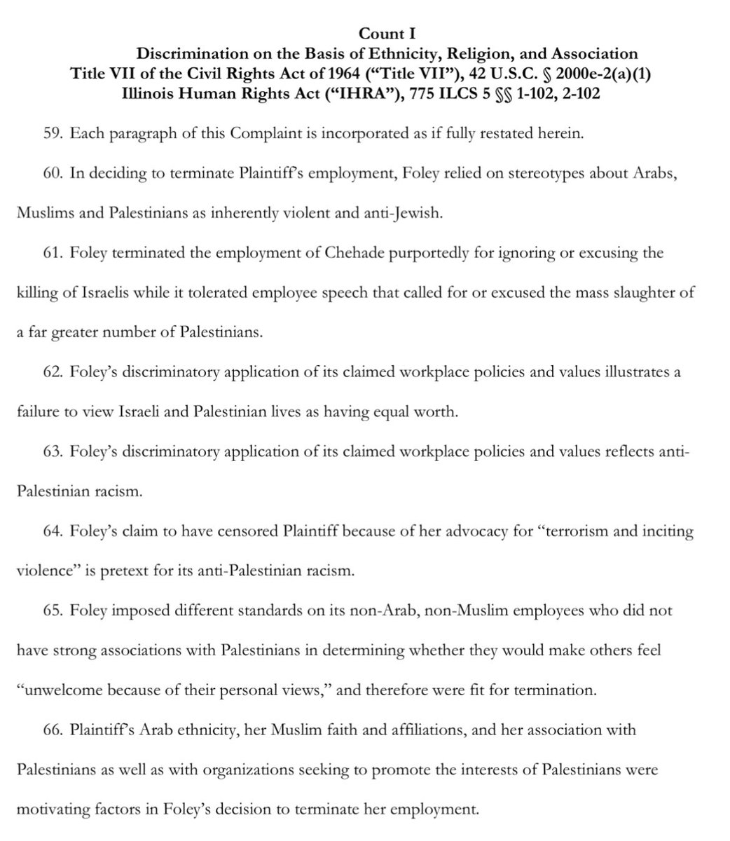 Students are fighting back! An Arab, Muslim law student summarily fired by a major US law firm - Foley Lardner - for her pro-Palestine activism is suing the law firm 4 discrimination. Law firms bragged about these terminations. They should b trembling now bloomberglaw.com/public/desktop…