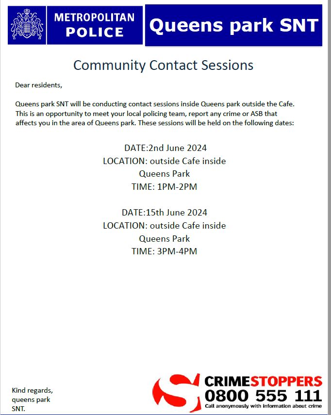 Please feel free to join us on the dates shown below to have a chance to meet and speak to your local SNT.