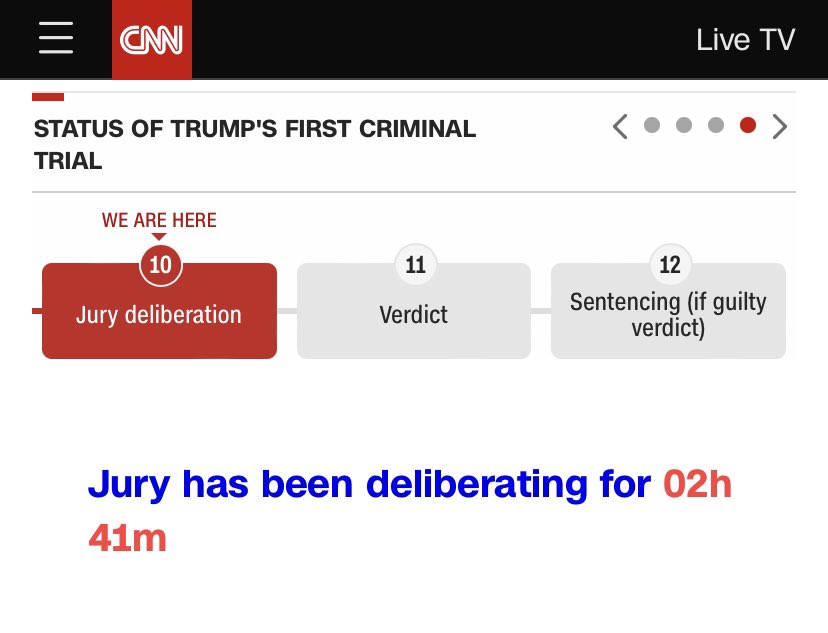 BalloonFlavour's tweet image. Love that CNN has adopted the Dominos pizza tracker format for trial updates