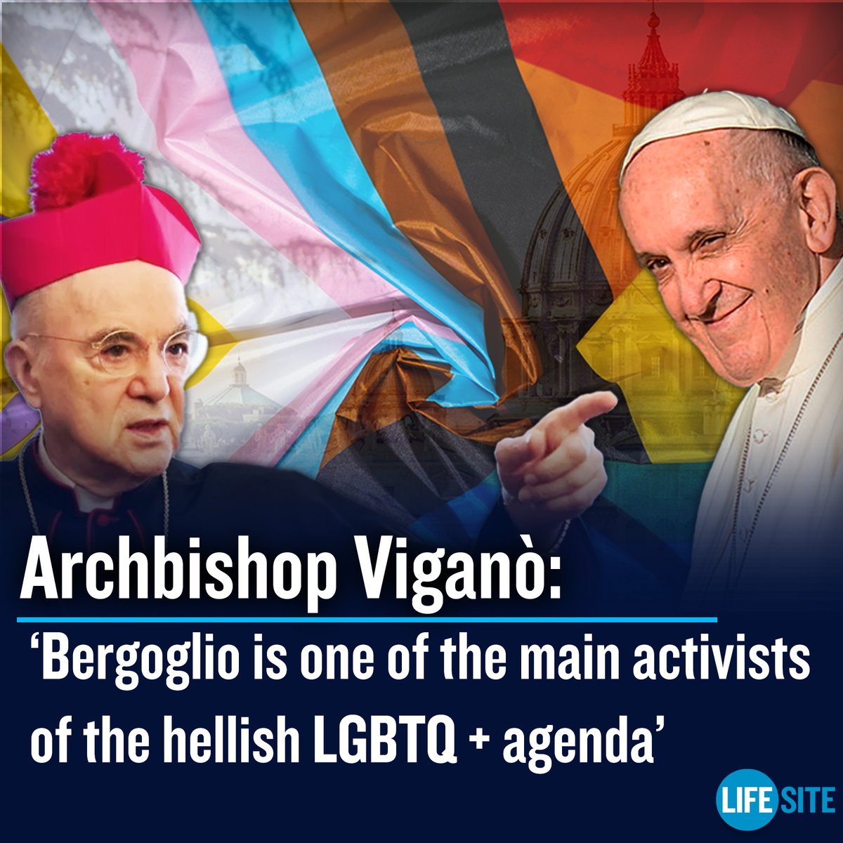 Reacting to an artist performing in drag for kids at the Vatican's World Children's Day event, @CarloMVigano said, 'It is now clear that Bergoglio is one of the main activists of the hellish LGBTQ + agenda.'

MORE: lifesitenews.com/news/archbisho…

#CatholicX #PopeFrancis #Vatican #LGBT