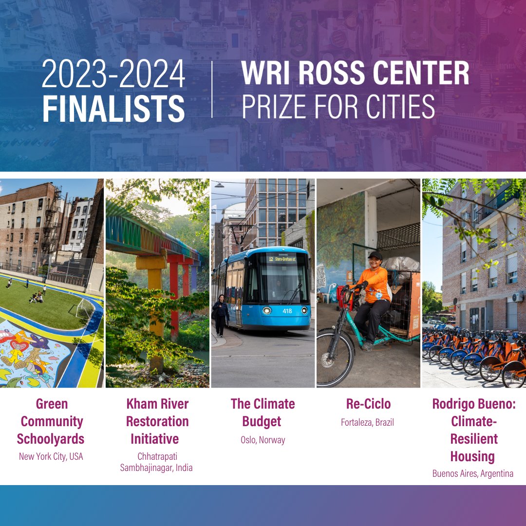 🎉 Congratulations to the finalists of the 2023-2024 @wrirosscities #PrizeforCities! Gratitude to the teams, organizations and individuals behind these groundbreaking initiatives. Your dedication is truly inspiring. Learn more about these projects 👉 bit.ly/44Sw4Mj